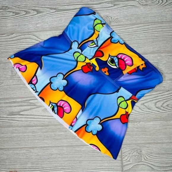 Cartoon Graphic Bandeau Peplum Bikini Swimsuit top strapless bathing suit swimwe - Picture 4 of 5